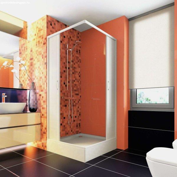 Italbox Luna Lux szögletes zuhanykabin, harmonikus ajtók, PVC, zuhany
nélkül, 90x90x185 cm, fehér
