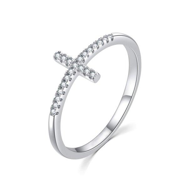 MOISS Elegáns ezüst gyűrű kereszttel R00020 58 mm