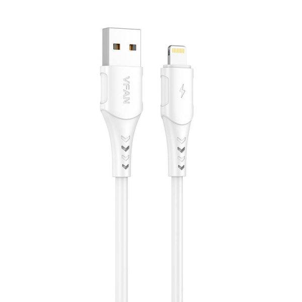 USB és Lightning kábel Vipfan Colorful X12, 3A, 1m (fehér)