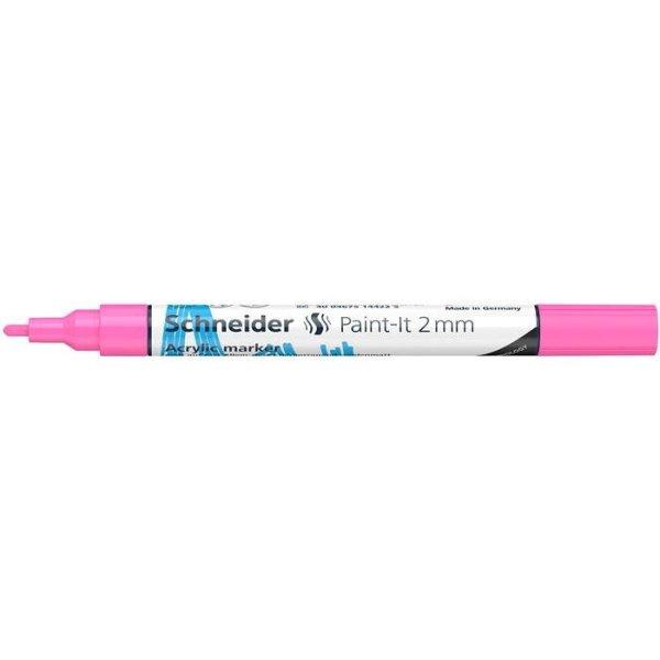 Akril marker, 2 mm, SCHNEIDER "Paint-It 310", rózsaszín