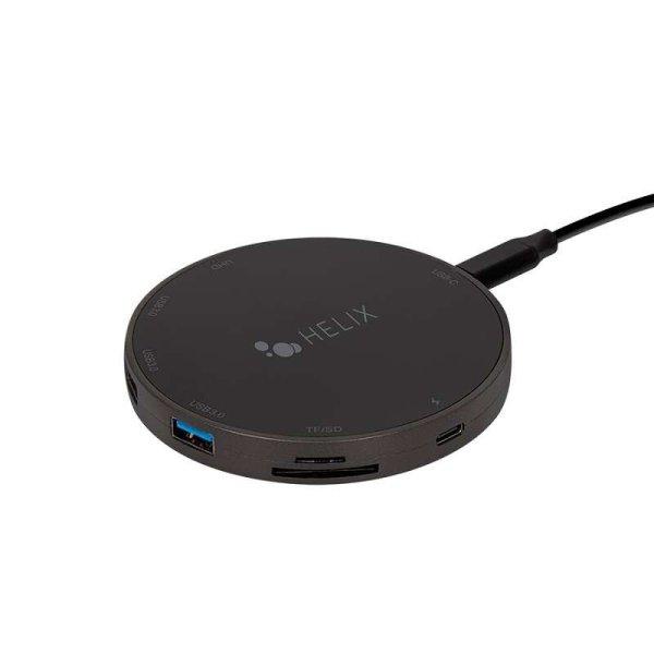 Helix 9in1 Vezeték nélküli gyorstöltő 10W és USB-C HUB HDMI porttal -
Fekete (ETHHUB9)