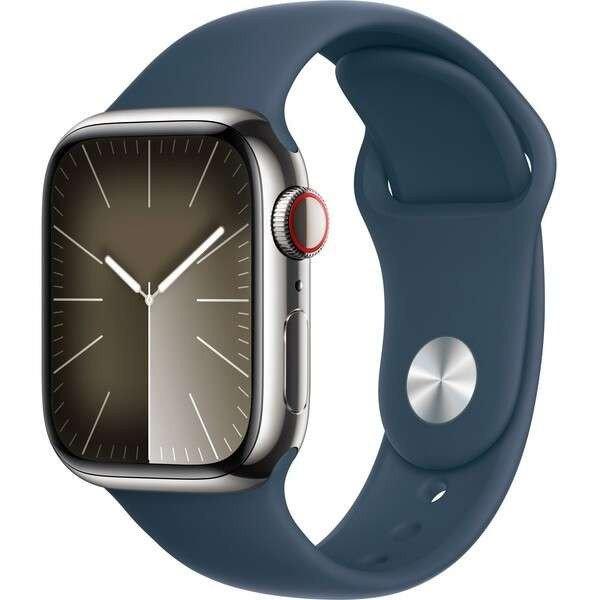 Apple Watch S9 Edelstahl Cellular 41mm Silber (Sportarmband sturmblau) S/M NEW
(MRJ23QF/A)