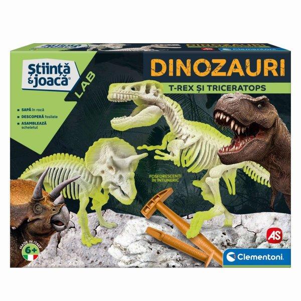 Fedezd fel a T-Rex dinoszauruszt és triceraptor fluo tudomány és játék