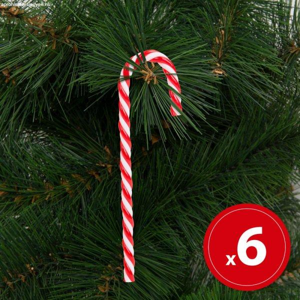 Karácsonyi dekor cukorbot - 15,2 cm - piros / fehér - 6 db / csomag