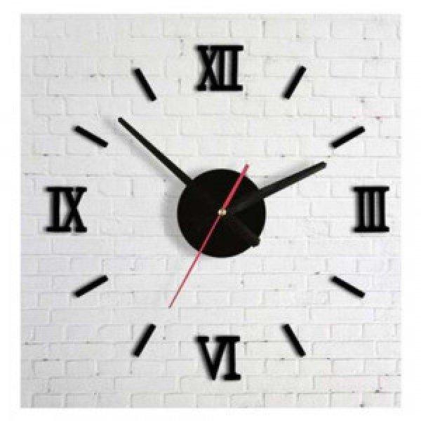 Ragasztható dizájn fali óra - fekete római számokkal