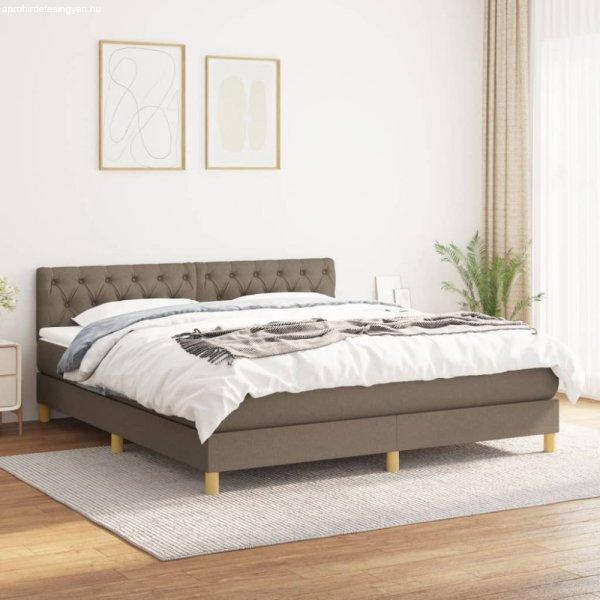 Tópszínű szövet rugós ágy matraccal 160 x 200 cm