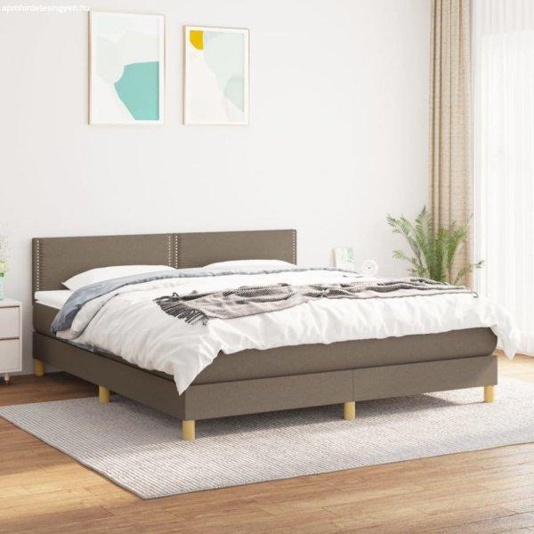 Tópszínű szövet rugós ágy matraccal 160 x 200 cm