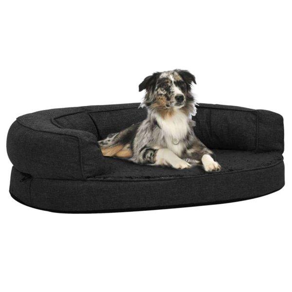 vidaXL fekete ergonomikus vászonhatású gyapjú kutyaágymatrac 75x53 cm