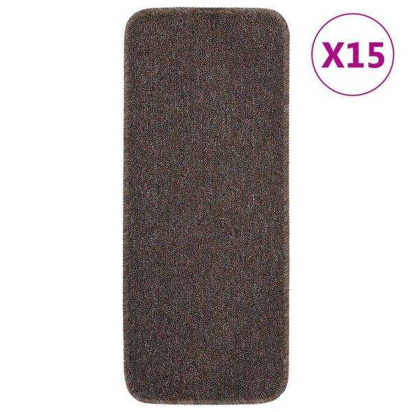vidaXL 15 db barna négyszögű csúszásmentes lépcsőszőnyeg 60 x 25 cm