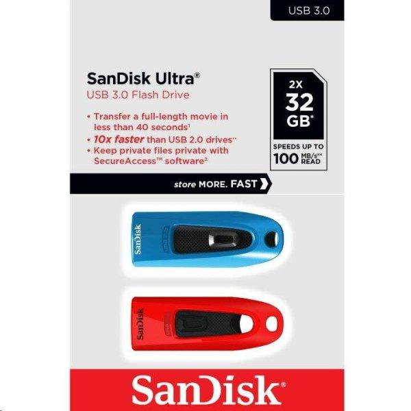 SanDisk Ultra Pen Drive 32GB USB 3.0 piros-kék 2db/cs