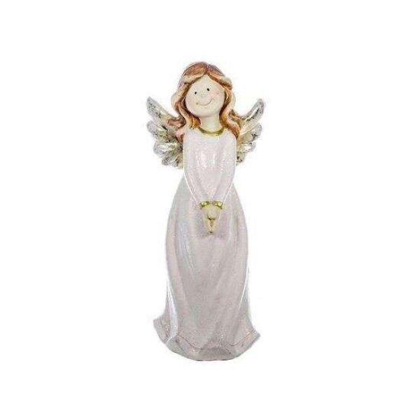 Karácsonyi dekoráció, kerámia, angyal szárnyas, 19x45 cm