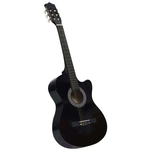 vidaXL fekete 6 húros klasszikus western cutaway gitár 38