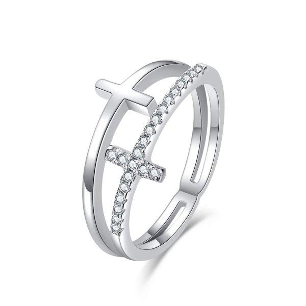 MOISS Luxus dupla ezüst gyűrű keresztekkel R00020 57 mm