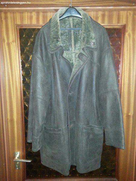Gyönyörű 3/4-es drapp színű férfi irhabőr kabát XL-es eladó