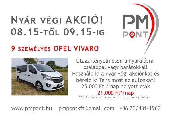 9 személyes Opel Vivaro bérbe adó