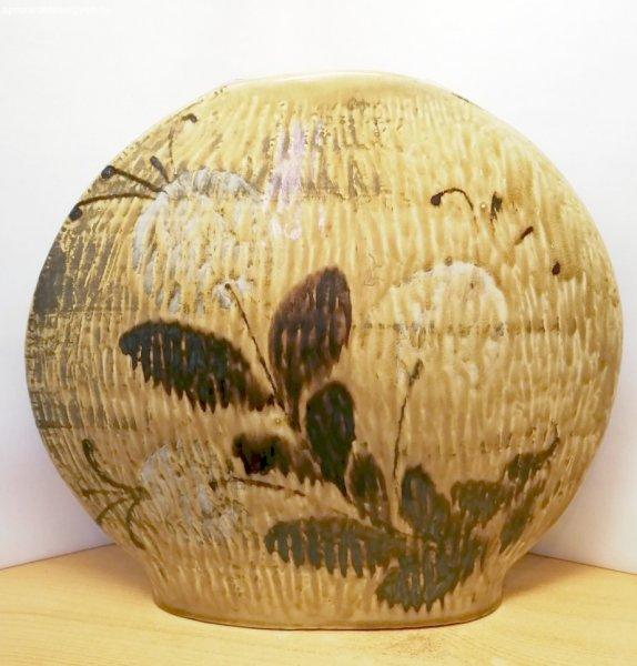 Lencse forma nagy méretű festett mázas kerámia váza Ausztriá