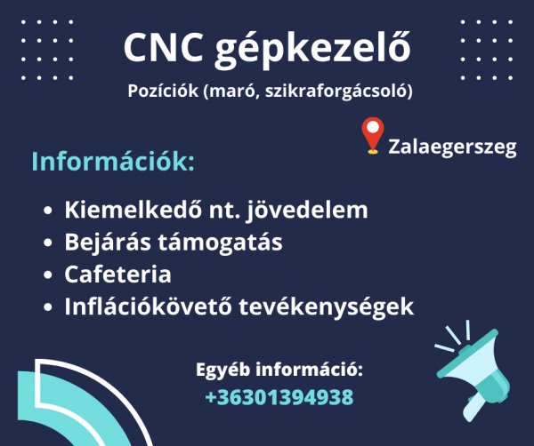CNC Marós Gépkezelő Zalaegerszeg