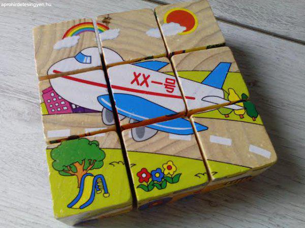 Új Fa kocka puzzle 3-8 éves gyerekeknek RAKTÁR