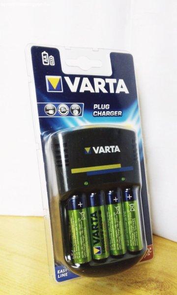 VARTA Plug Charger, Elem akkumulátor töltő + 4db 2100mAh 