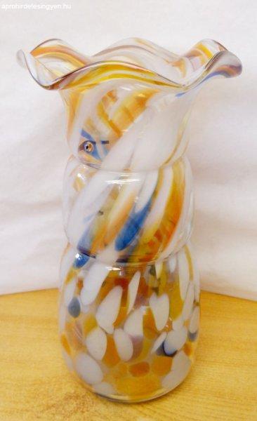 Fodros szájú Muránói Splatter Art Glass váza 1930-1940-
