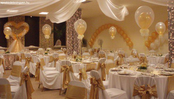 Esküvőkre, rendezvényekre teljes teremdíszítés, székszoknya