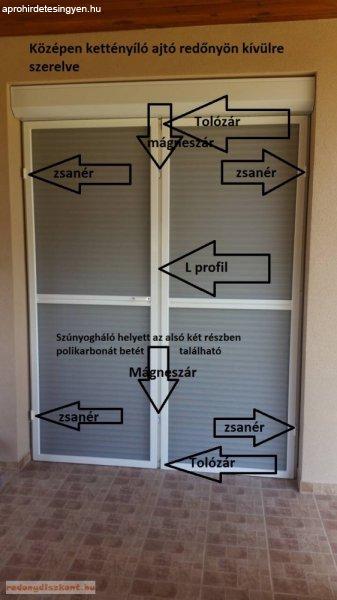 3. Szúnyogháló ajtó szett - egyedi méretre gyártott (POLIKARBONÁT
BETÉTTEL) - KÉTOLDALRA NYÍLÓ SZÚNYOGHÁLÓ AJTÓ
