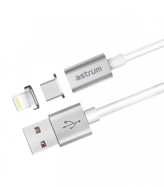 Astrum UM350 1M 2in1 mágneses USB - micro USB & Lightning (8Pin) adatkábel
szürke A35535-Q