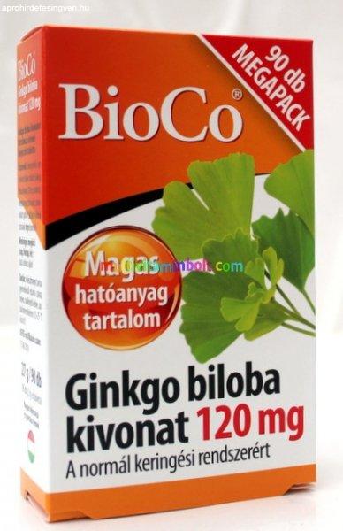 Ginkgo biloba kivonat 90 db tabletta, 120 mg, Megapack - BioCo