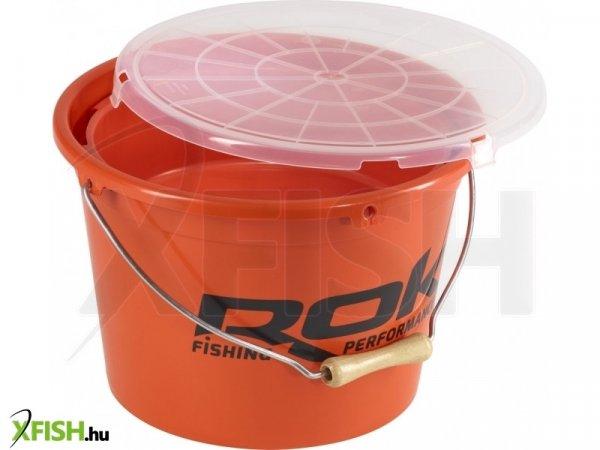 Rok Fishing Round Bait Bucket Vödör szett tetővel Narancssárga 18+5 L