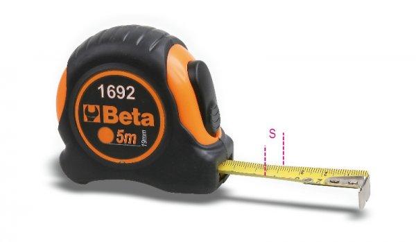 Beta 1692/2 Mérőszalag, ütésálló bimateriál ABS-ház, acélszalag,
pontossági osztály: II 