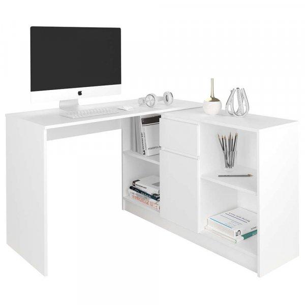 Modern sarok íróasztal és komód szett  N14 - fehér