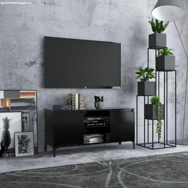 Fekete tv-szekrény fémlábakkal 103,5 x 35 x 50 cm