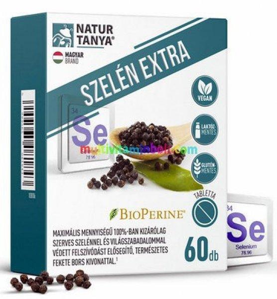 Szerves Szelén EXTRA 60 db tabletta, BioPerine feketebors kivonattal, 100
mcg-os L-szelenometionin, kiváló biohasznosulással - Natur Tanya