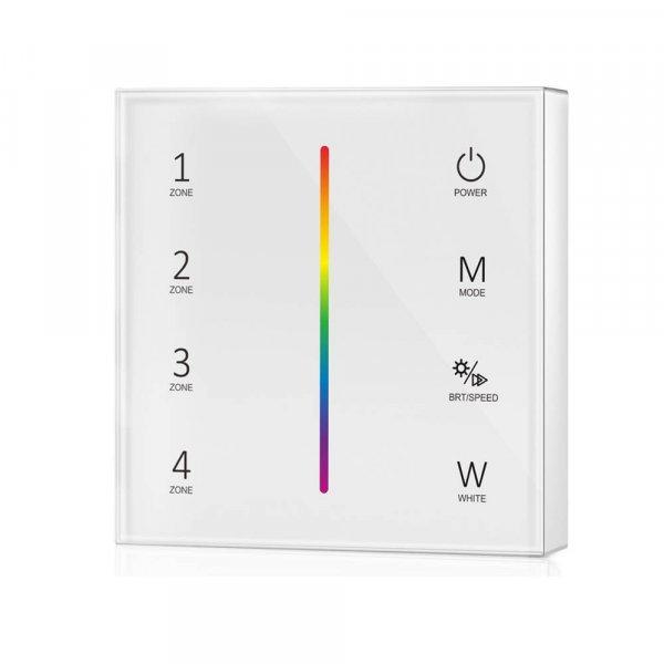 4 zónás RGB/RGBW vezérlő, üveg előlap - fehér