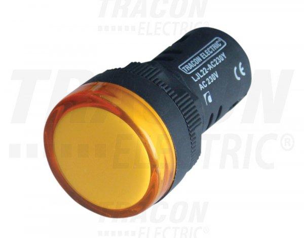 LED-es jelzőlámpa, sárga 24V AC/DC, d=22mm