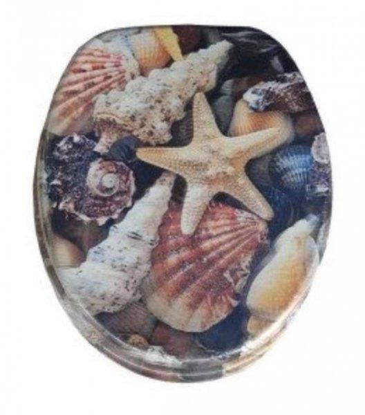 Kermix 3D-s MDF WC ülőke - Tengeri kagylók #kék-barna