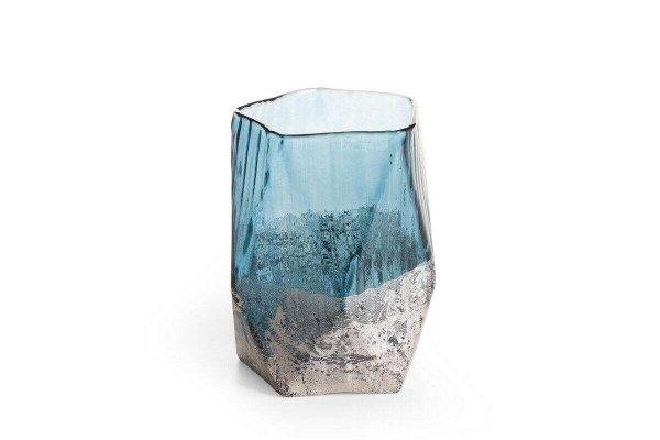 Nessa üveg váza Kék/ezüst 13x13x18 cm
