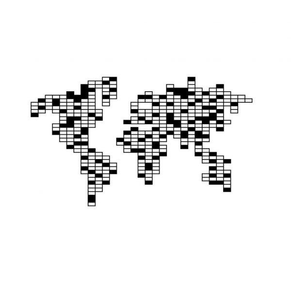 Fém fali dekoráció 110x58 cm, világtérkép pixel, fekete - MONDE EN CUBE -
Butopêa