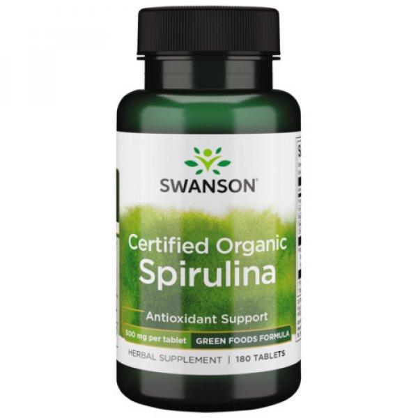 Swanson Spirulina alga (Minősített Organikus) 500 mg / 180 tabletta