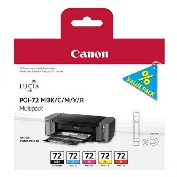 Canon PGI-72 MBK/C/M/Y/R tintapatron 5 db Eredeti Standard teljesítmény Cián,
Magenta, Matt fekete, Vörös, Sárga