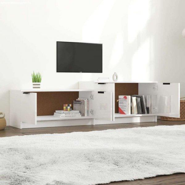 Fehér magasfényű szerelt fa tv-szekrény 158,5x36x45 cm
