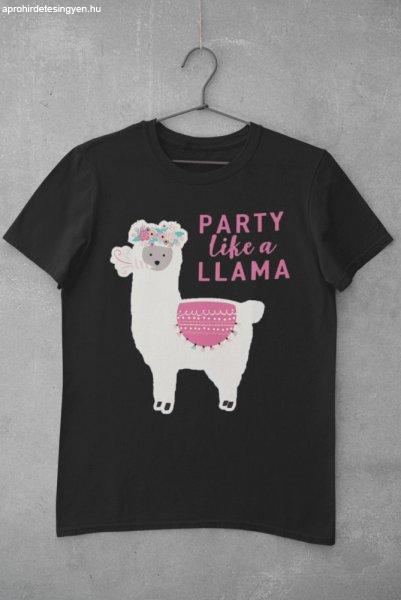 Party like a llama fekete póló