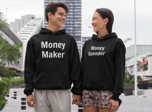 Money maker & Money spender páros fekete pulóverek