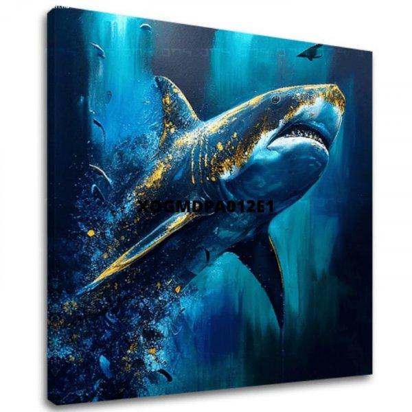 Dekoratív festmény vászonra - PREMIUM ART - Shark Force in Dark Water