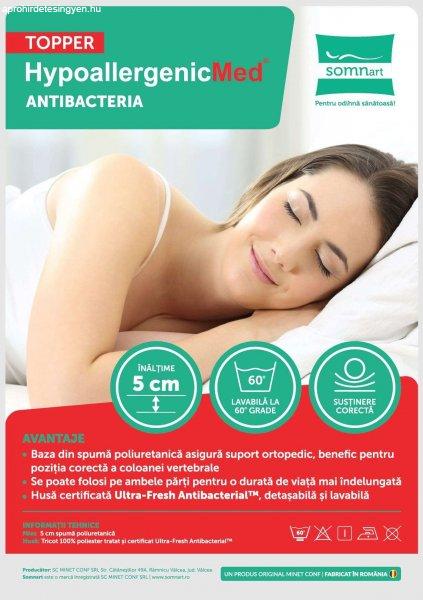 Topper HypoallergenicMed Antibacteria, 180x200x5, husa detasabila, lavabila si 
certificata Ultra-Fresh Antibacterial™