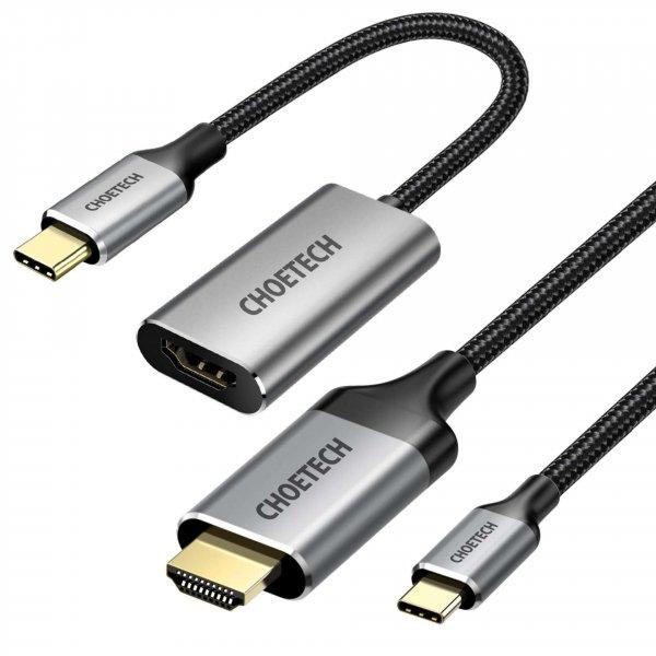 Choetech készletadapter HUB USB Type C - HDMI 2.0 (3840 x 2160 @ 60Hz) szürke
(HUB-H12) + USB kábel Type C - HDMI (3840 x 2160 @ 60Hz) 2m szürke (CH0021)