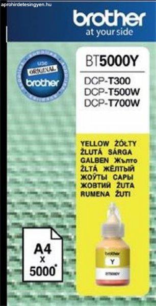 BT5000Y Tinta DCP T-300, 500W, 700W nyomtatókhoz, BROTHER, sárga, 5k