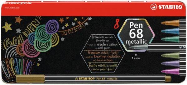Rostirón készlet, fém doboz, 1,4 mm, STABILO "Pen 68 metallic", 8
különböző szín