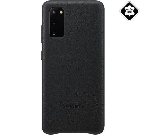 SAMSUNG műanyag telefonvédő (valódi bőr hátlap) FEKETE Samsung Galaxy S20
(SM-G980F), Samsung Galaxy S20 5G (SM-G981U)
