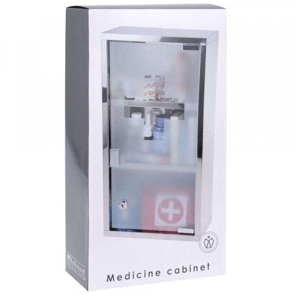 Bathroom Solutions gyógyszeres szekrény, rozsdamentes acél/üveg, 25x12x48
cm, ezüst